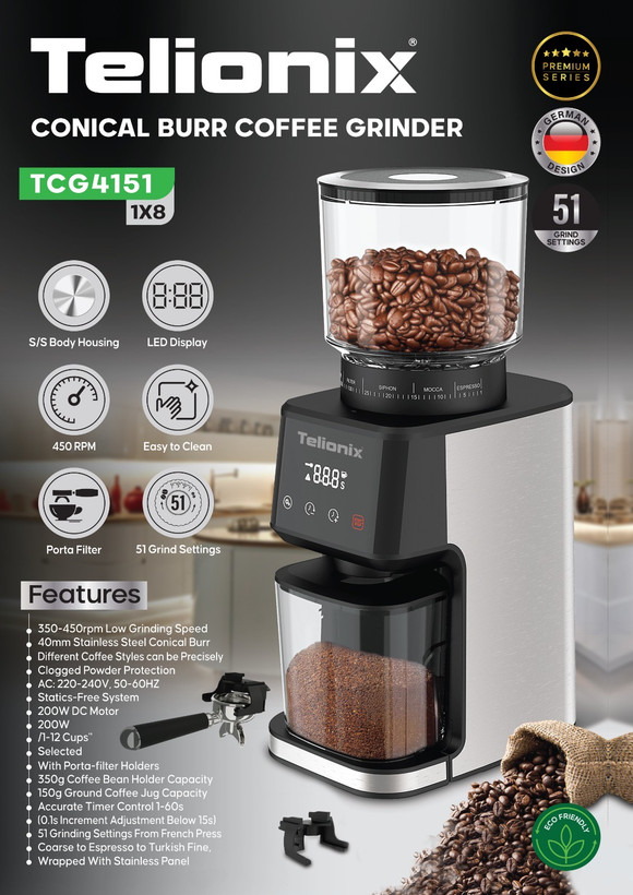آسیاب قهوه تلیونیکس TELIONIX مدل TCG4151